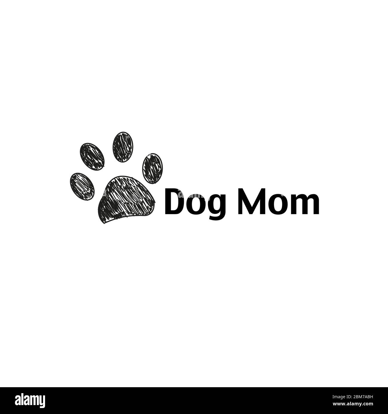 Doodle black paw print. Dog Mom Happy Mother's Day greeting card Stock ...