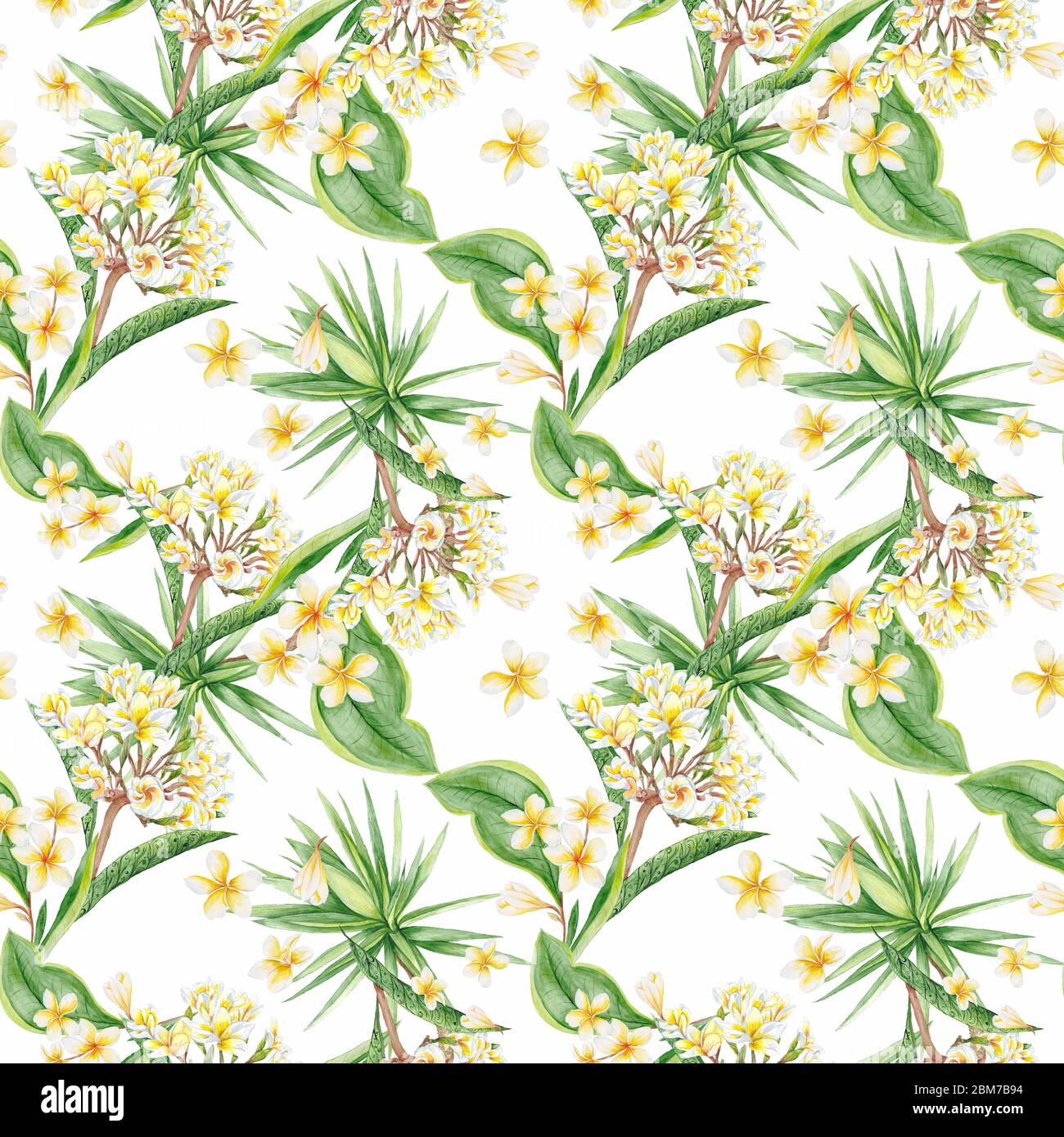 Watercolor Floral Exotic Tropical Seamless Eco Pattern Stock Photo - Alamy