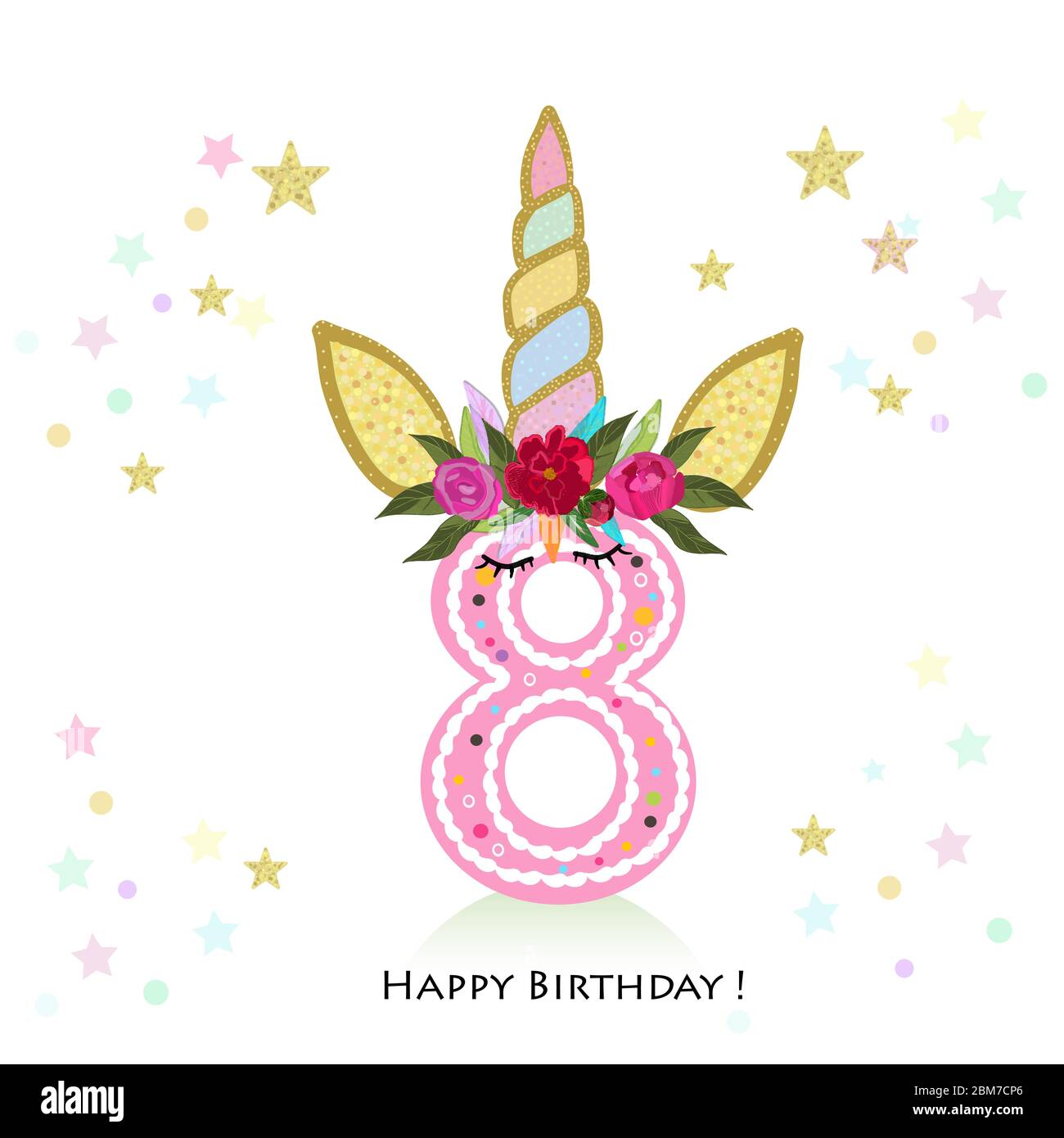 Eighth birtday. Eight. Unicorn Birthday invitation. Party invitation ...