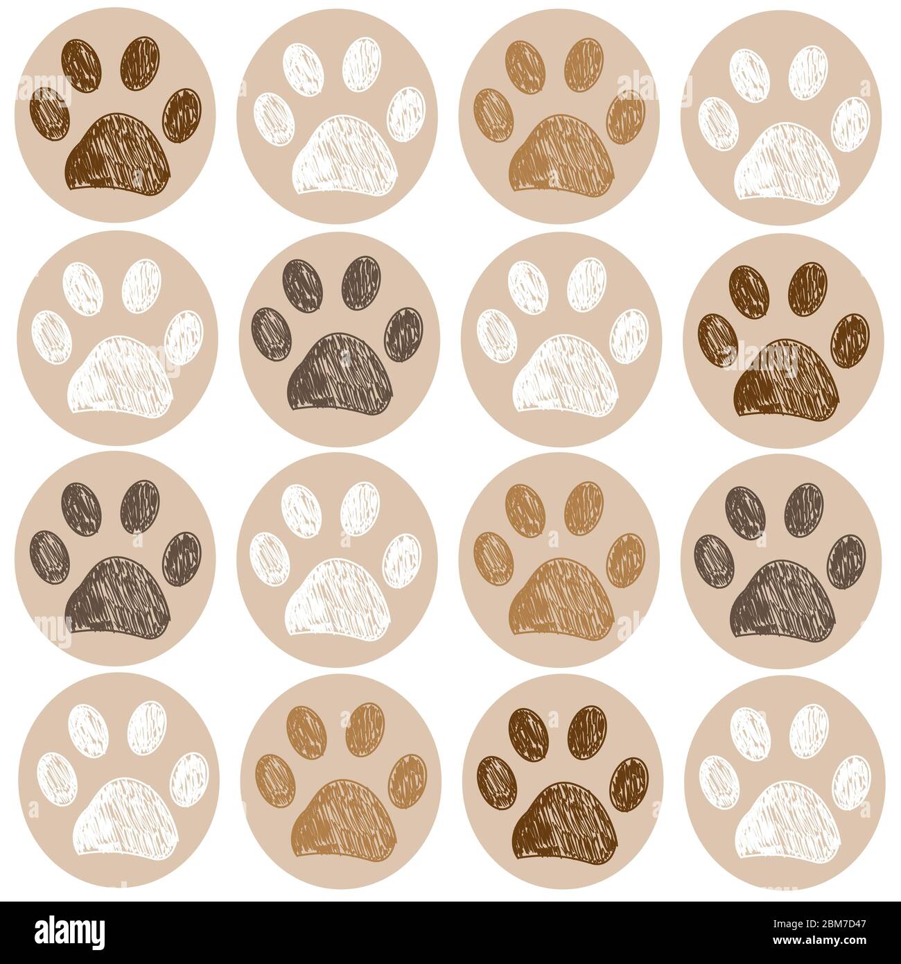 Brown doodle paw print white background Vector Image & Art -