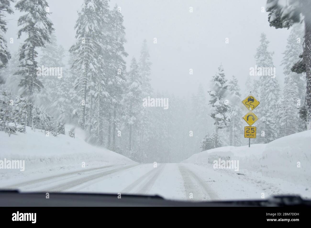 Snowy Mountain of Lake Tahoe, California, USA Stock Photo