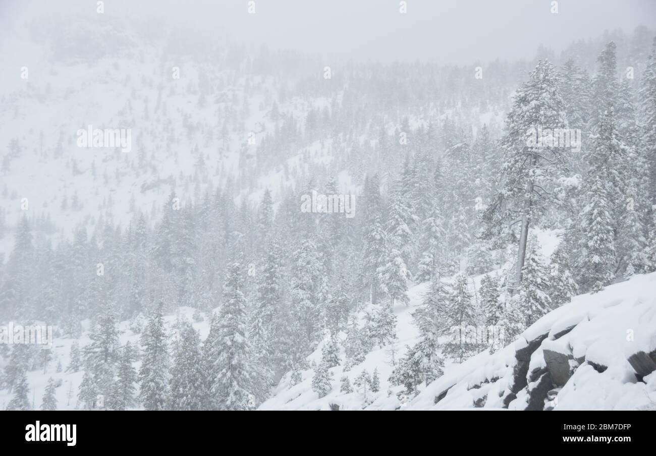 Snowy Mountain of Lake Tahoe, California, USA Stock Photo