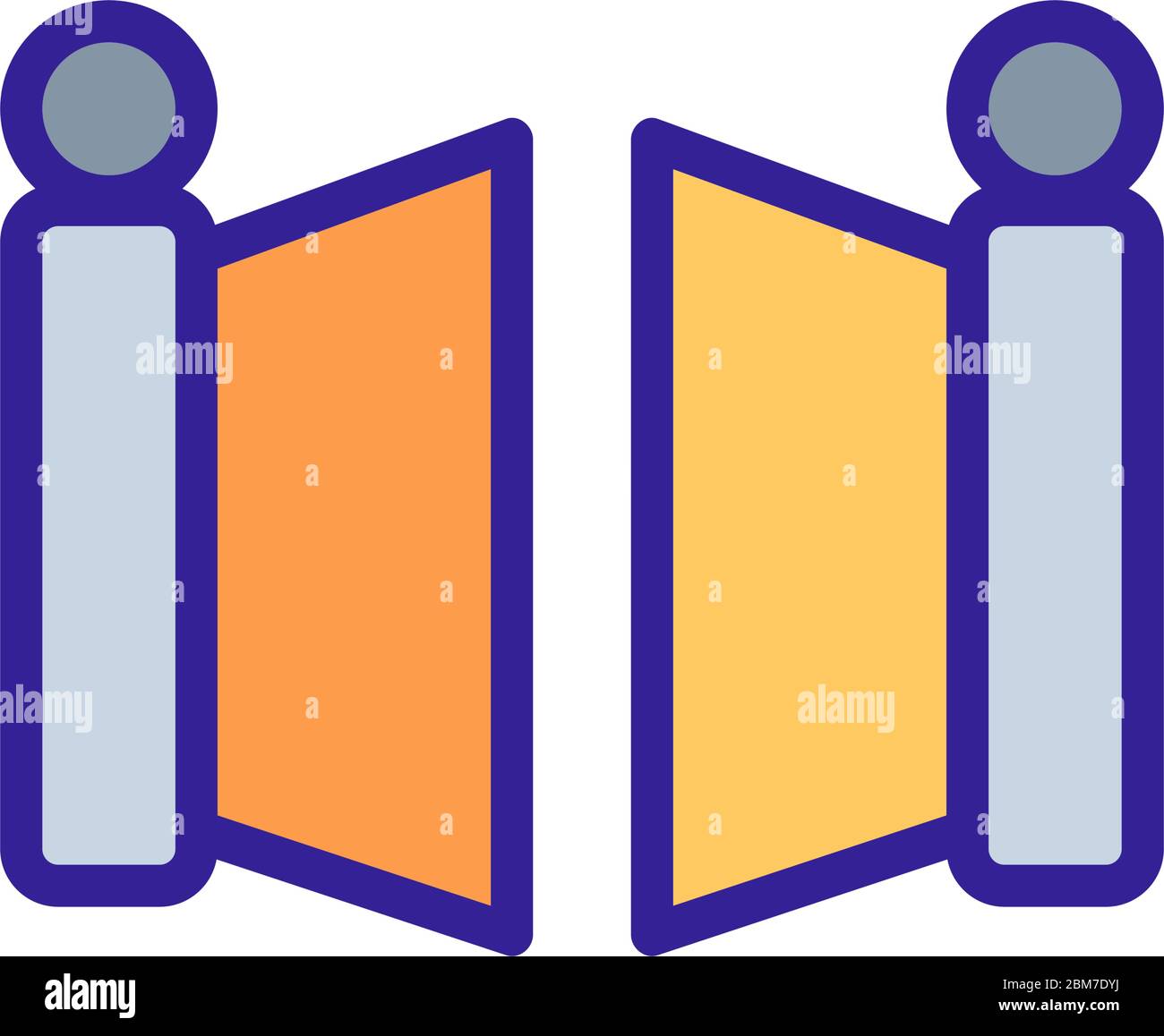opening entrance gate with columns icon vector outline illustration