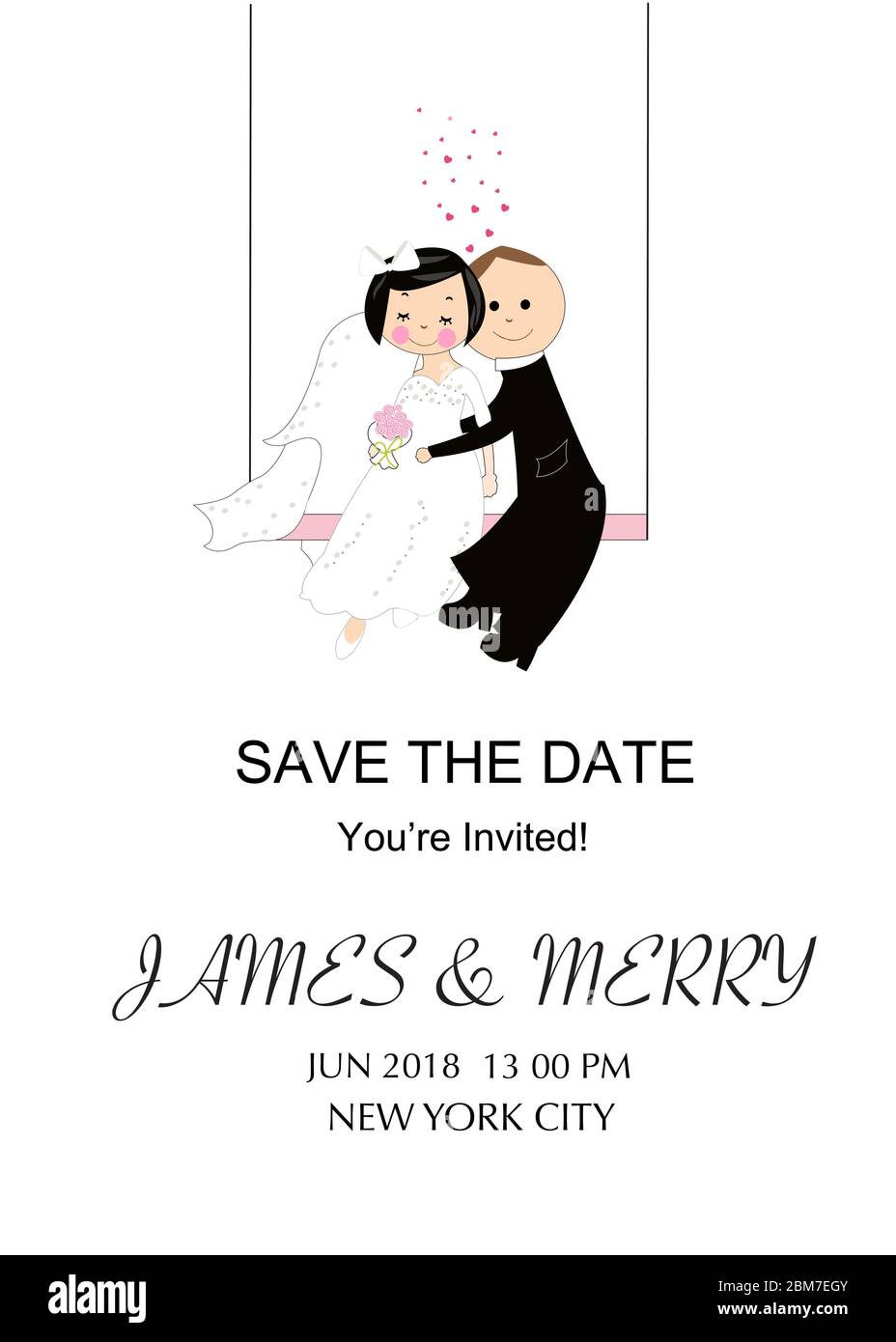 Wedding invitation card. Funny wedding couple. Swinging bride and groom vector background greeting card Stock Vector Image & Art - Alamy Wedding invitation card. Funny wedding couple. Swinging bride and groom vector background greeting card Stock Vector Image & Art - Alamy