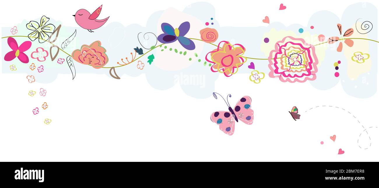 Colorful lovely spring flowers banner illustration Stock Vector Image ...