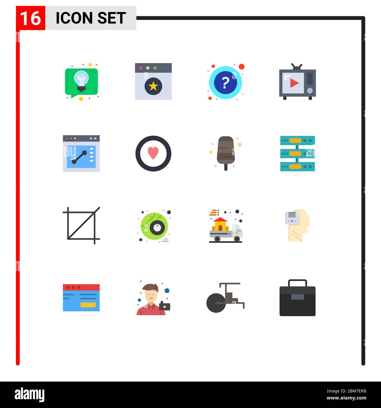16 Creative Icons Modern Signs and Symbols of website, browser, help, vintage tv, tv Editable Pack of Creative Vector Design Elements Stock Vector
