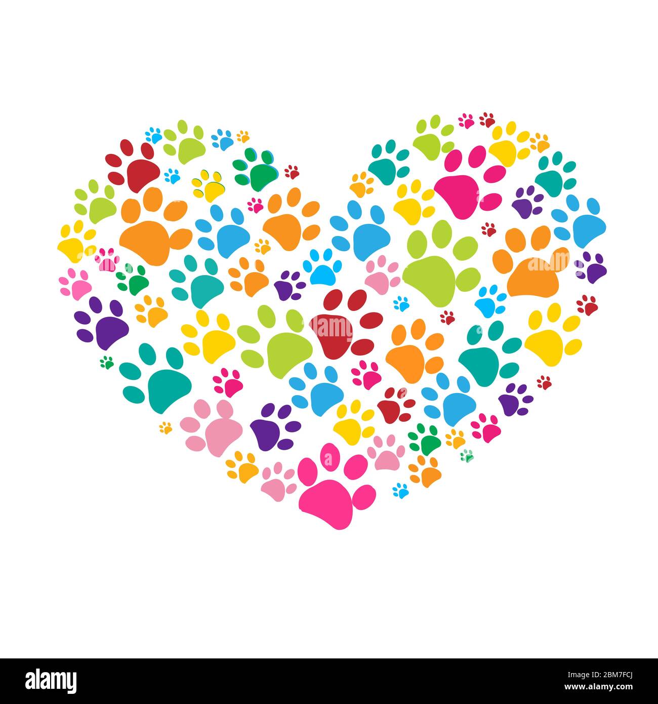 Dog paw print made of colorful heart vector illustration Stock Vector ...