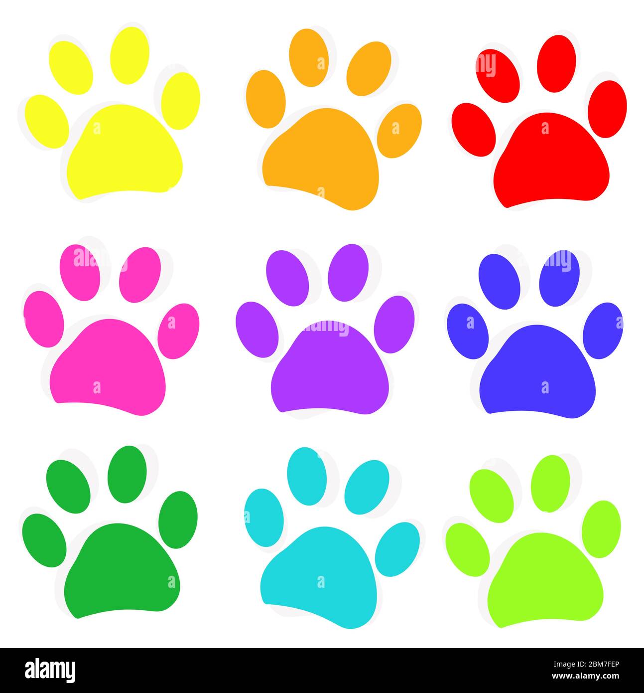 Colored paw prints vector illustration background Stock Vector Image