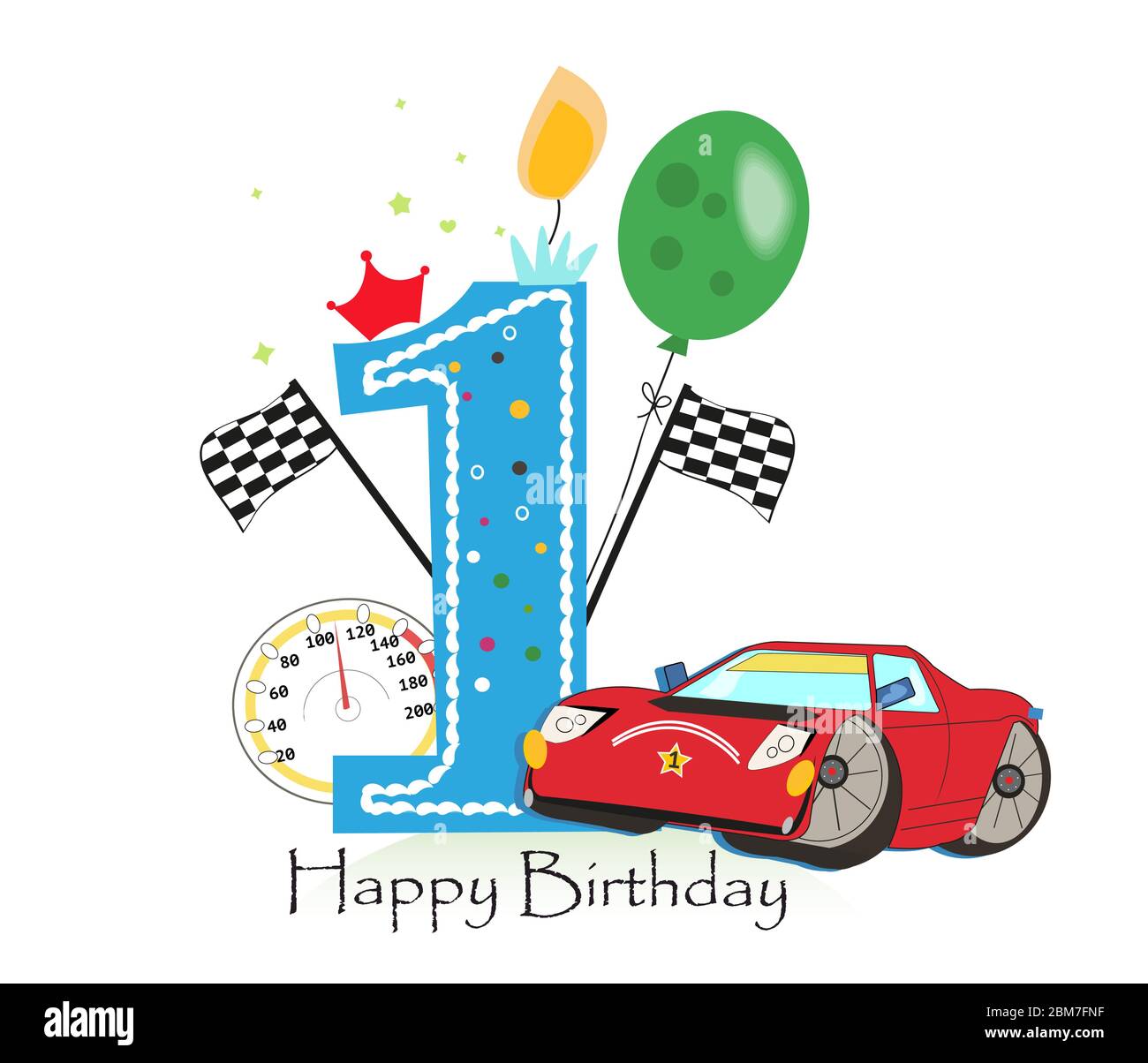 First birthday greeting card. Car vector illustration background Stock  Vector Image & Art - Alamy