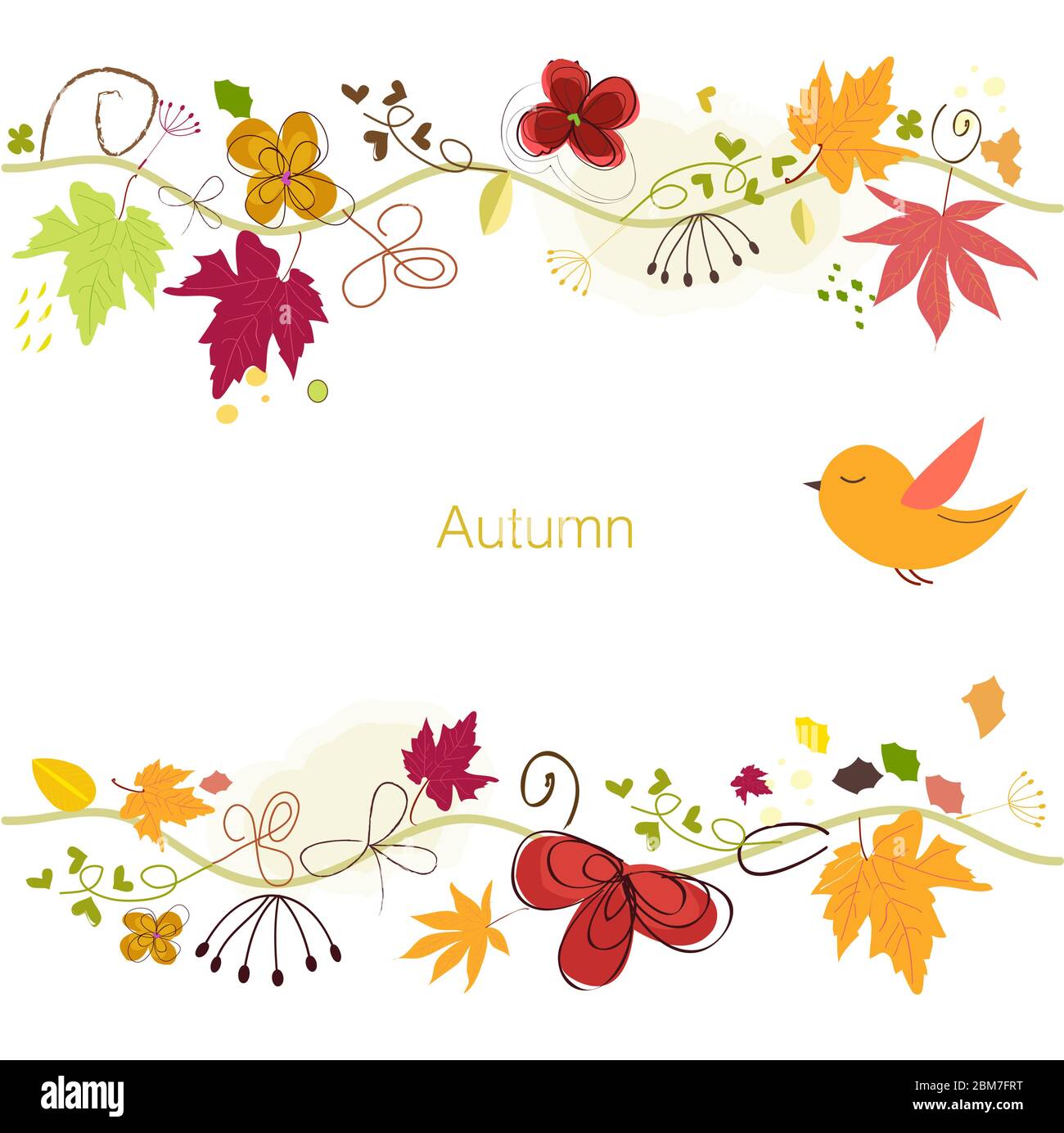 Decorative autumn leaves. Autumn greeting card vector illustration ...
