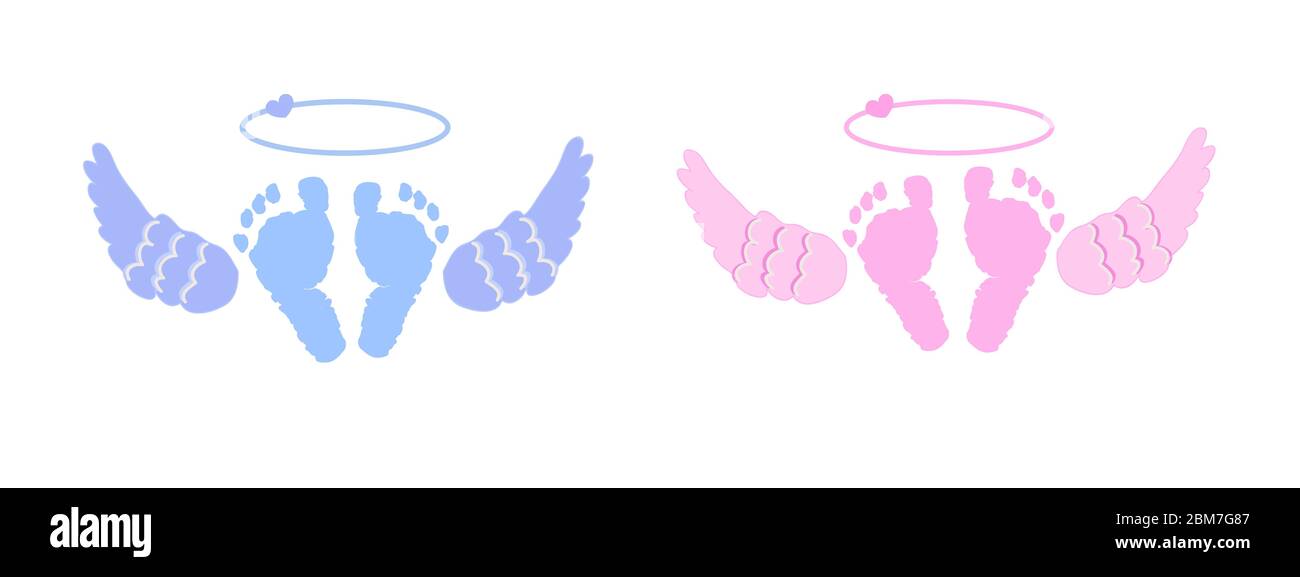 Twin baby. Baby girl, boy. Angel's wings background Stock Vector Image