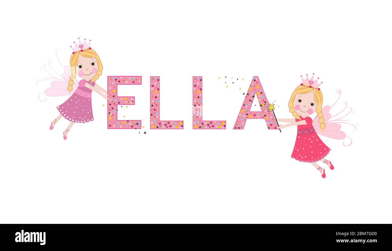 Ella female name with cute fairy tale vector Stock Vector Image & Art
