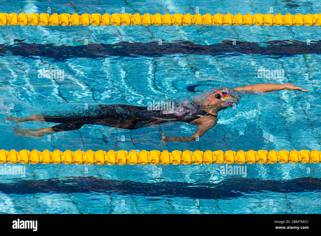 Antje Buschschulte (GER) competing in the Women's 100 metre backstroke ...