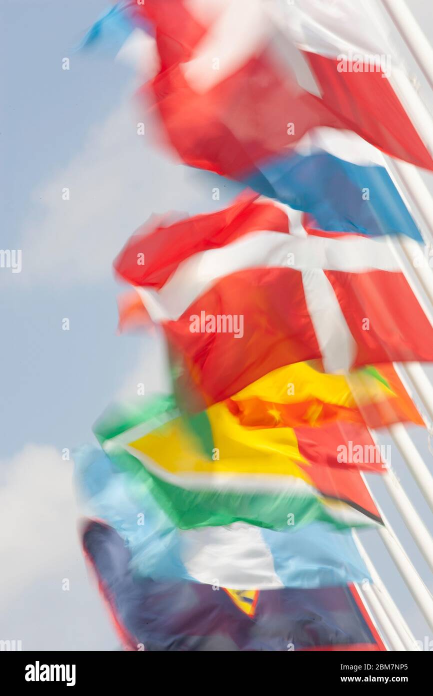 FLAGS OF THE NATIONS 2004 Olympic Summer Games, Athens, Greece. August 15, 2004 Stock Photo