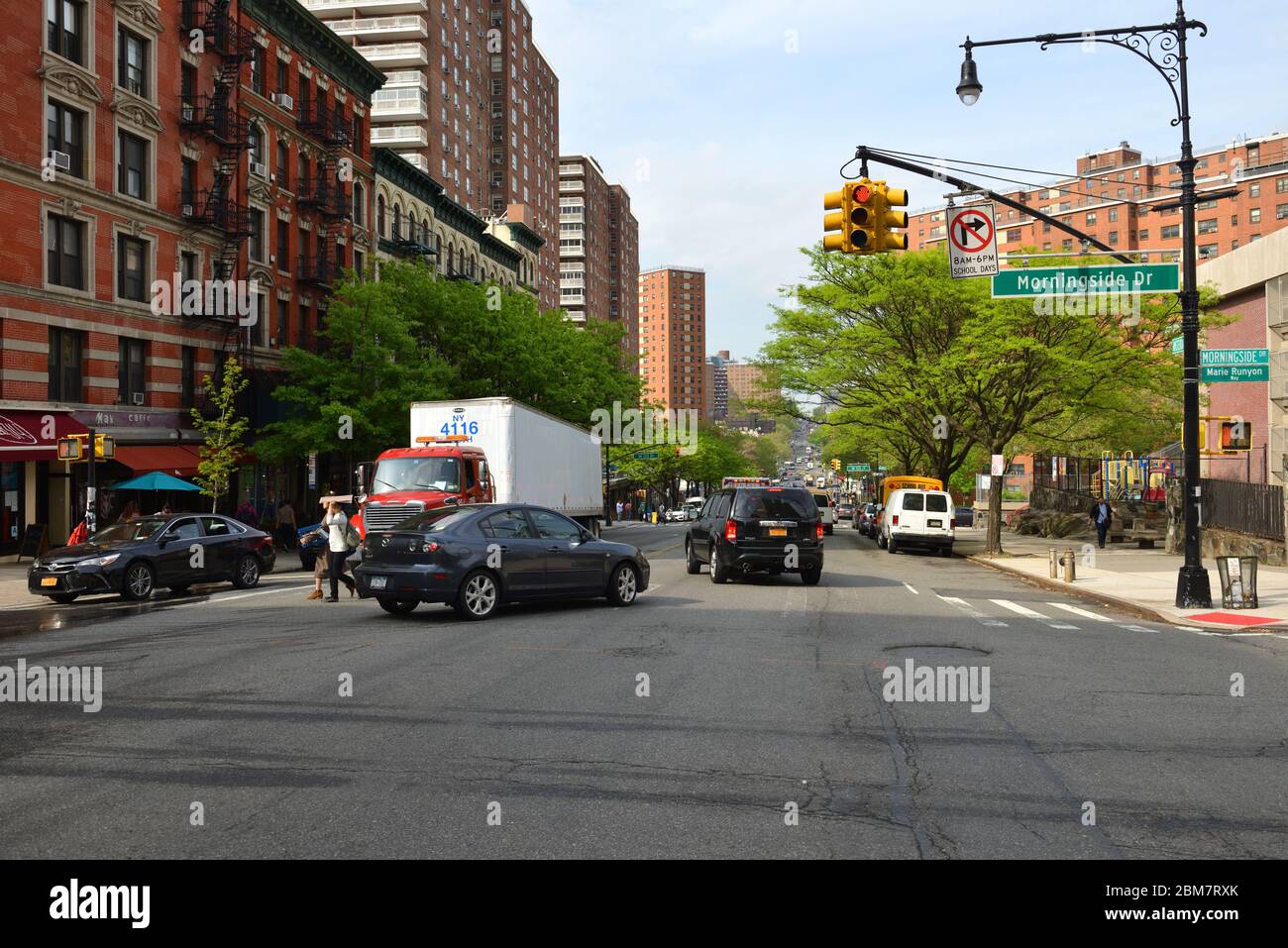 Tenth Avenue, known as Amsterdam Avenue, and Morningside Drive in spring Stock Photo