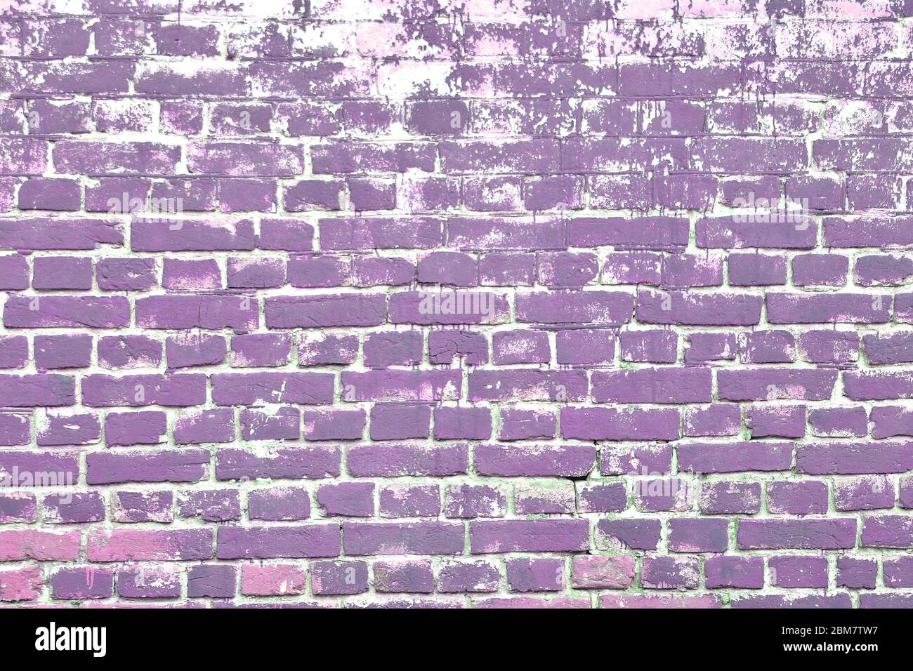 color painted brickwork background old heterogeneous texture close-up Stock Photo