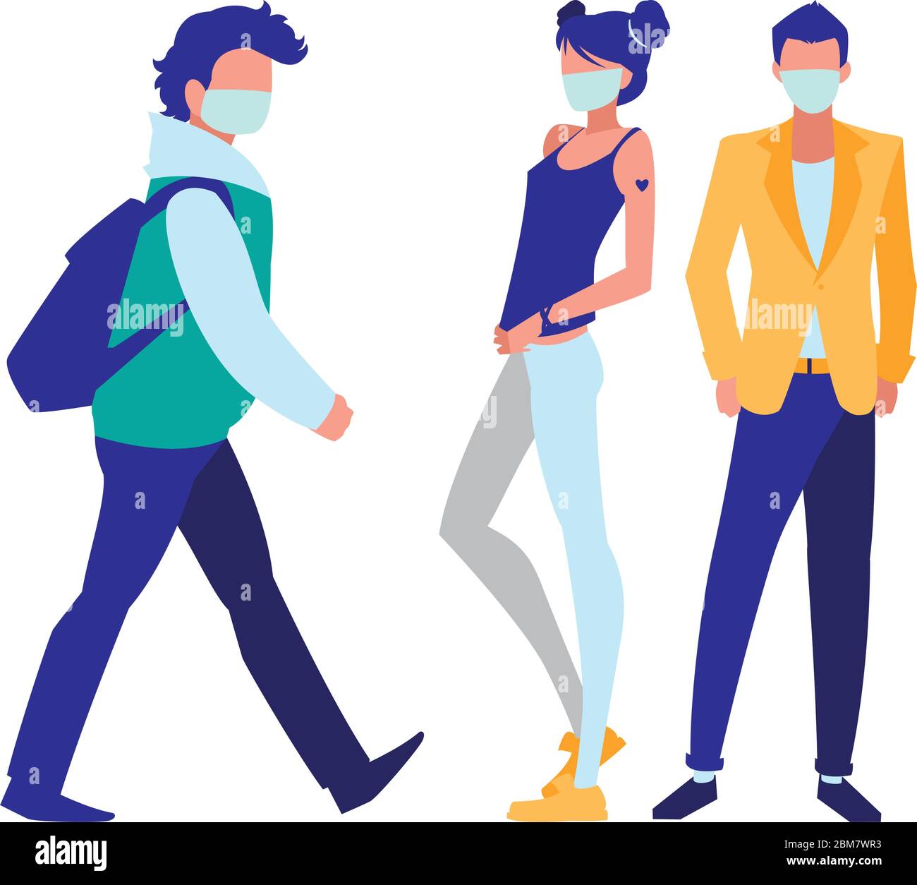 people in the city wearing face mask vector illustration design Stock ...