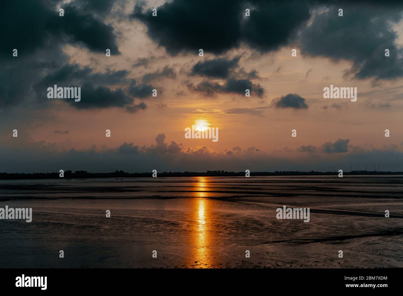 sunset at north sea Stock Photo