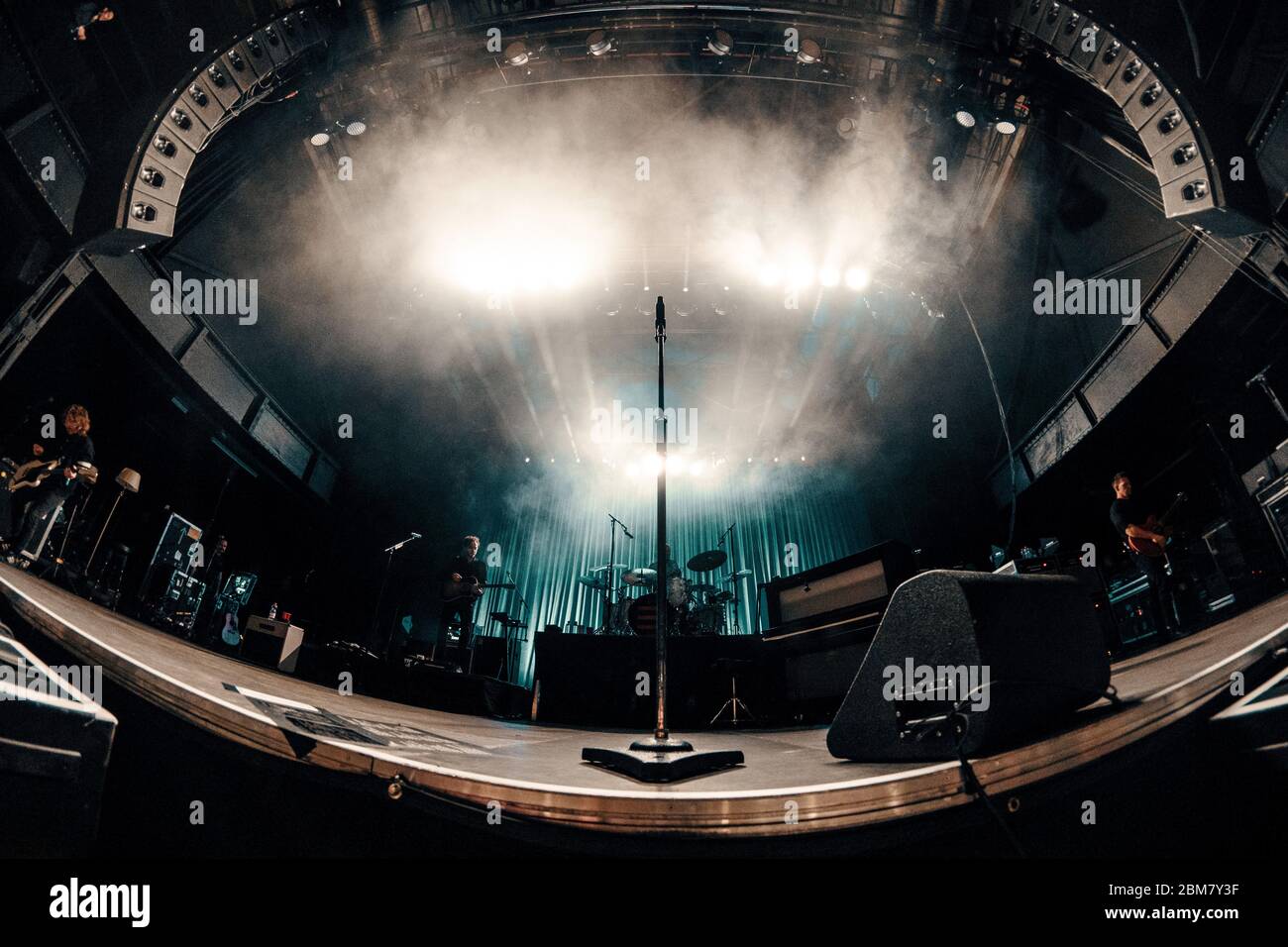microphone on empty stage Stock Photo
