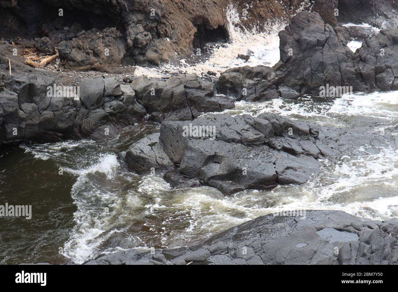 Palikea stream running through volcanic rock at the Oheo Gulch in Hana, Maui, Hawaii, USA Stock Photo