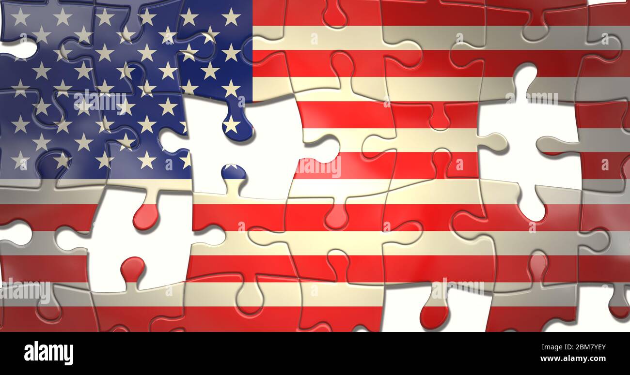 america usa flag in puzzle pieces Stock Photo - Alamy