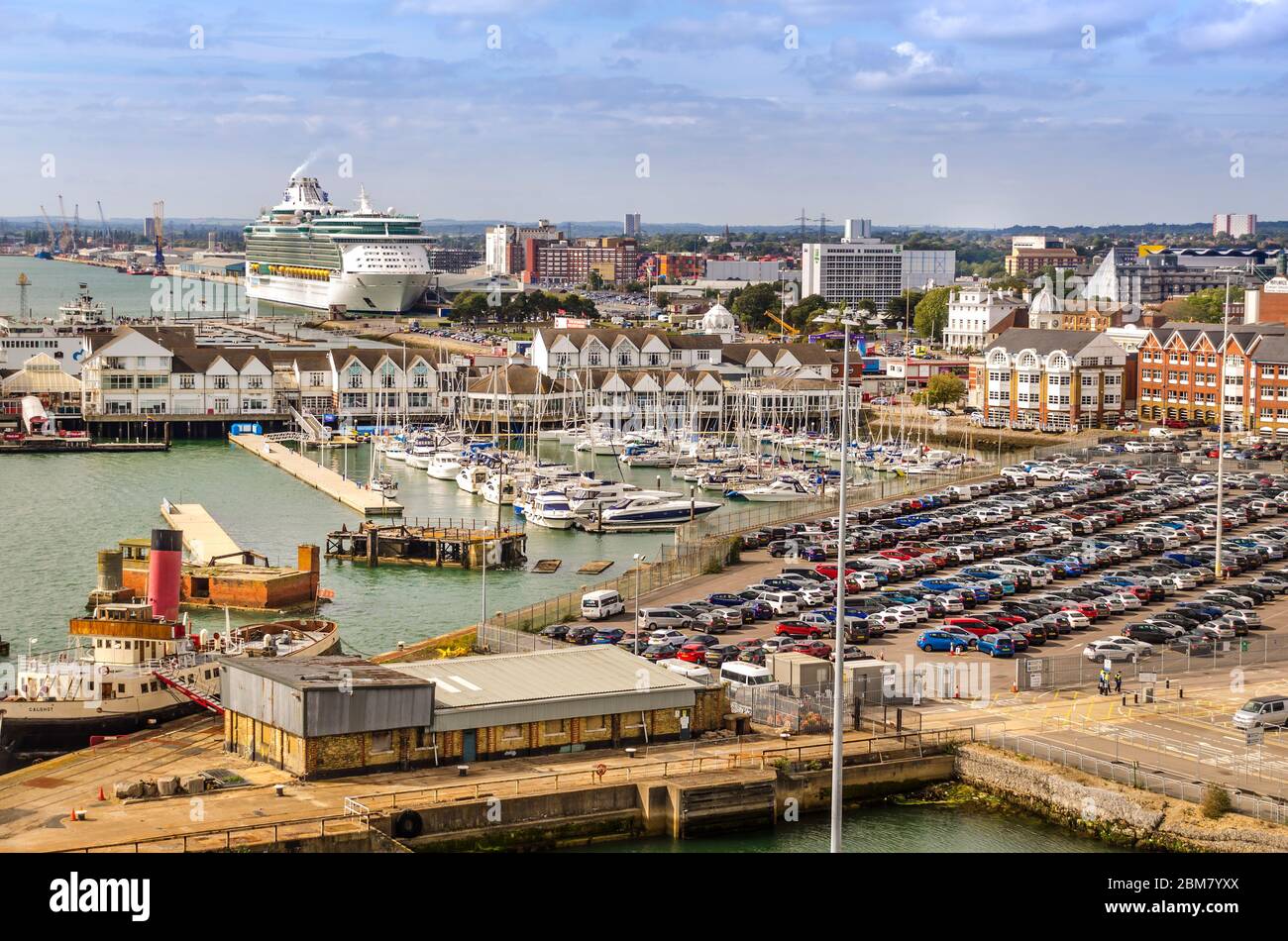 SOUTHAMPTON UK AUG 30 2019: Aerial view of The Port of Southampton