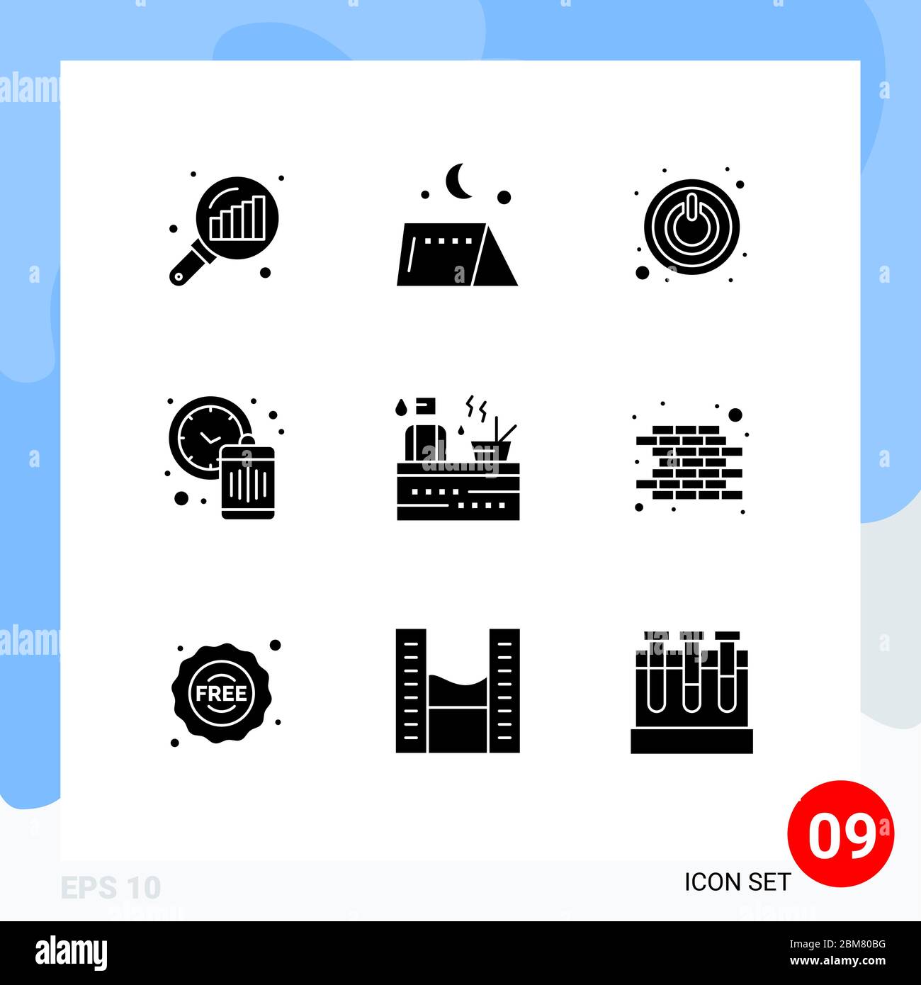 Modern Set of 9 Solid Glyphs Pictograph of spa, hot, power, waste, management Editable Vector Design Elements Stock Vector