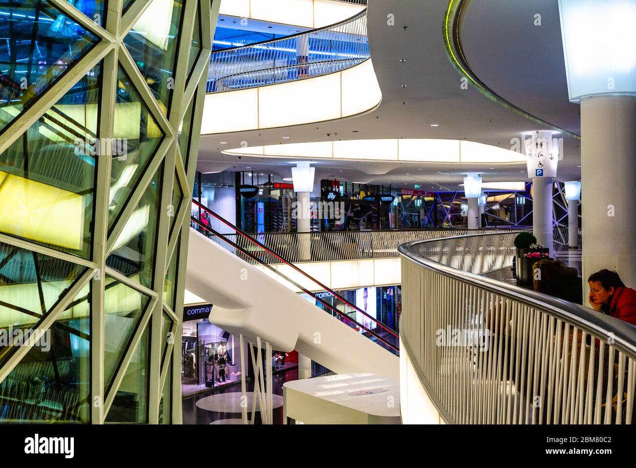 Interior detail of the MyZeil mall in Frankfurt am Main, Hesse, Germany. MyZeil is a shopping mall in the center of Frankfurt, Germany. Stock Photo
