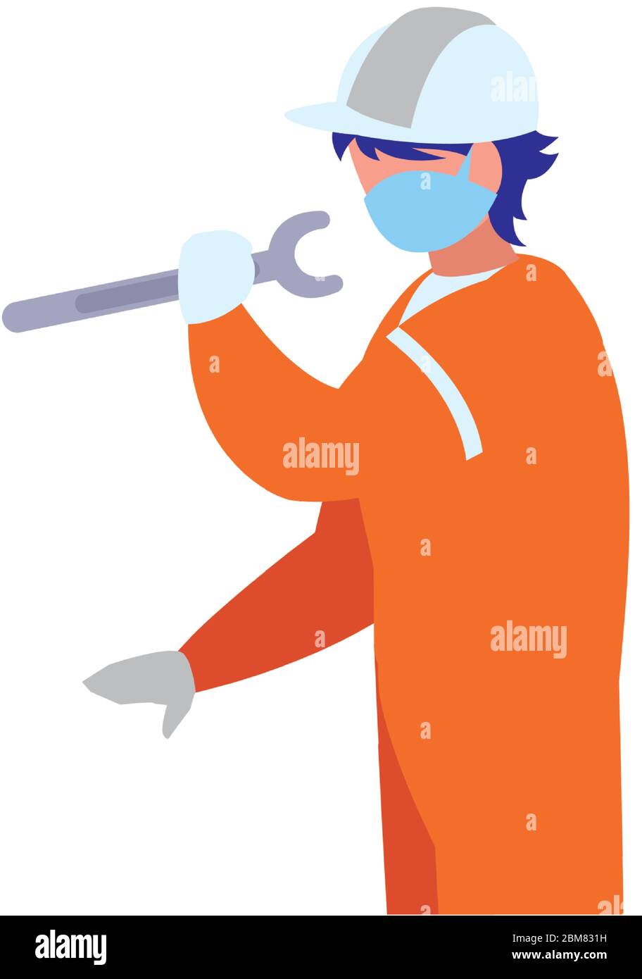 industrial worker man working with face mask vector illustration design ...