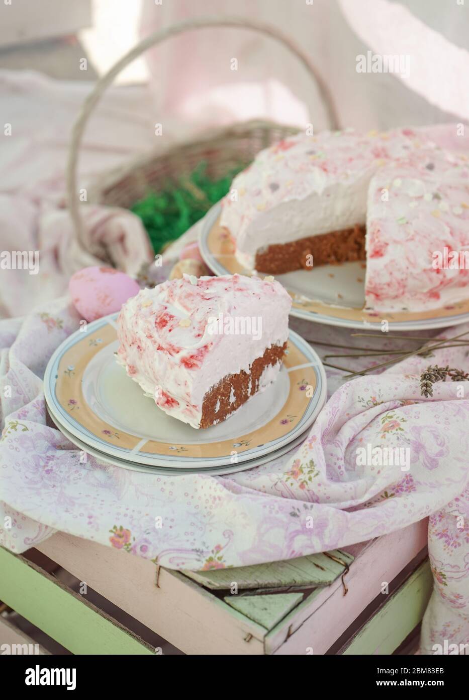 Home made strawberry cake. Stock Photo