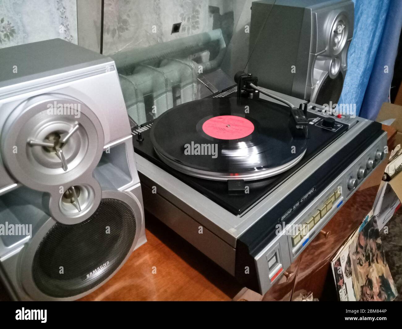 Krasnodar, Russia March 31, 2020 Vintage soviet electrophone Vega