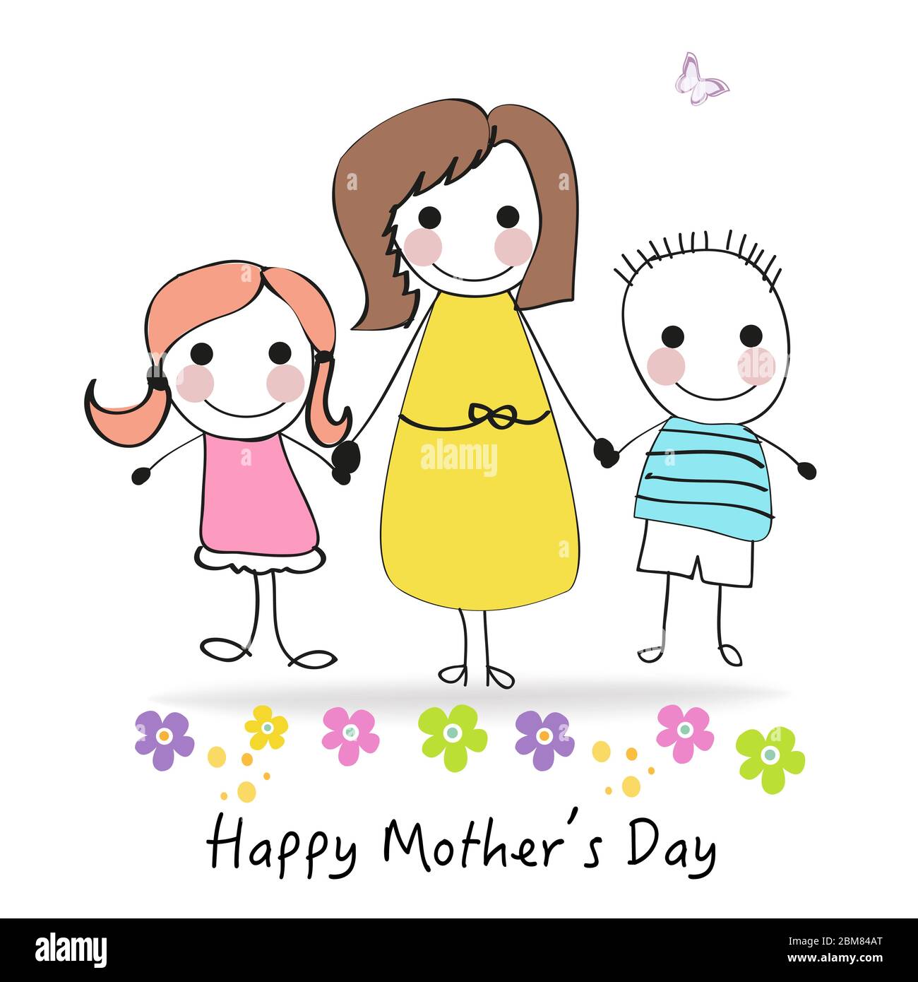 Happy Mother's day greeting card with cartoon kids and mother vector  illustration Stock Vector Image & Art - Alamy
