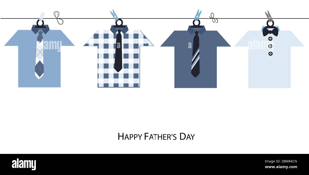 Happy Father's Day greeting card with hanging jacket vector background Stock Vector
