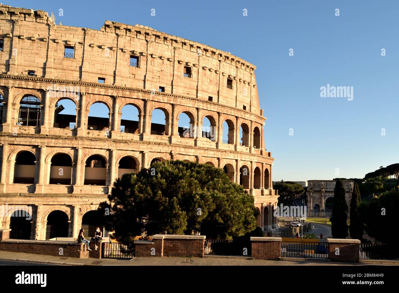 May 7th 2020, Rome, Italy: View of the Colosseum without tourists due to the phase 2 of lockdown Stock Photo