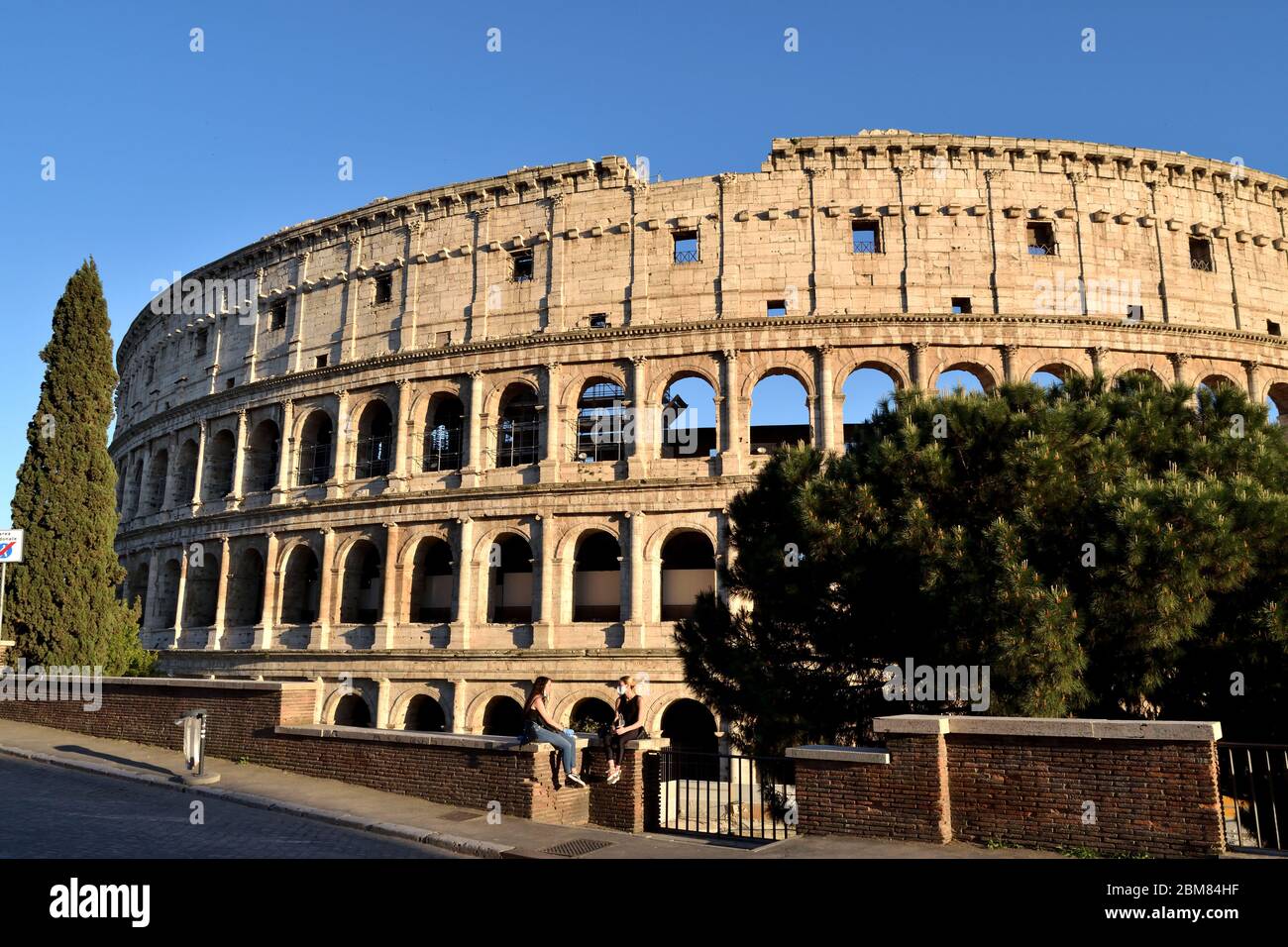 May 7th 2020, Rome, Italy: View of the Colosseum without tourists due to the phase 2 of lockdown Stock Photo