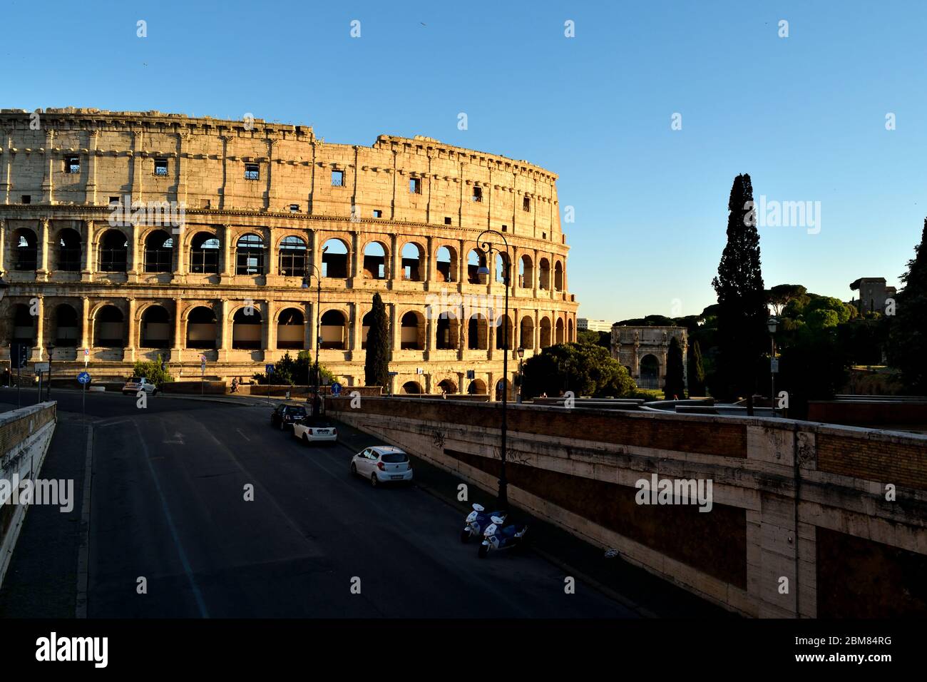 May 7th 2020, Rome, Italy: View of the Colosseum without tourists due to the phase 2 of lockdown Stock Photo