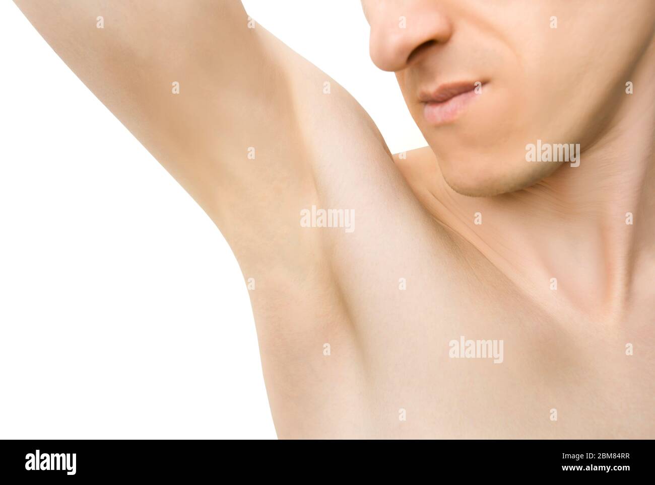 Removal of hair under the armpits. Epilation. Stock Photo