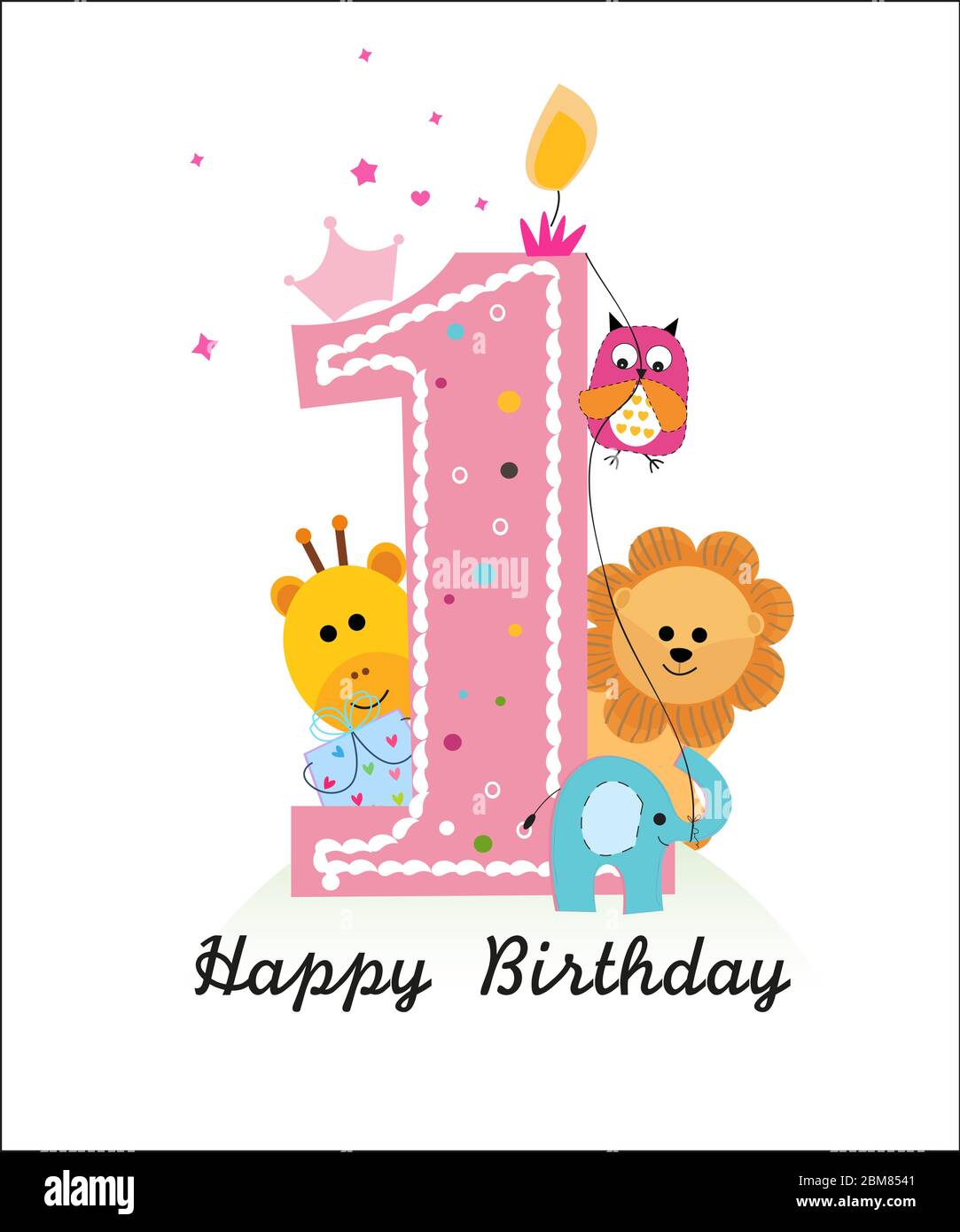 Card for Girl Happy Birthday Card First Birthday Girl 1st Birthday Card Happy First Birthday Card