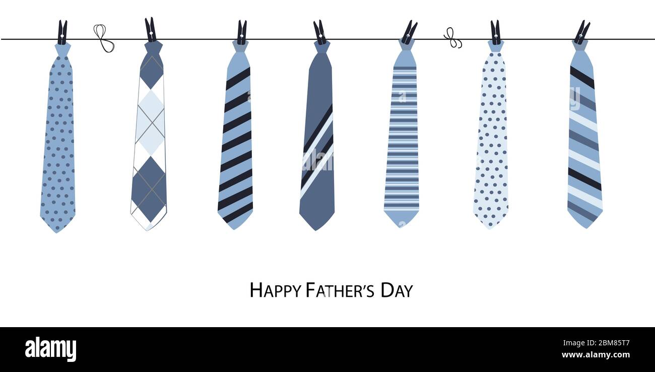 Happy Father's Day greeting card with hanging tie vector background ...