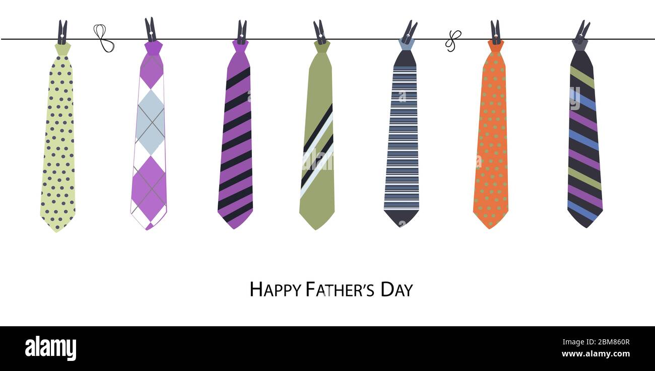 Happy Father's Day greeting card with hanging tie vector Stock Vector ...