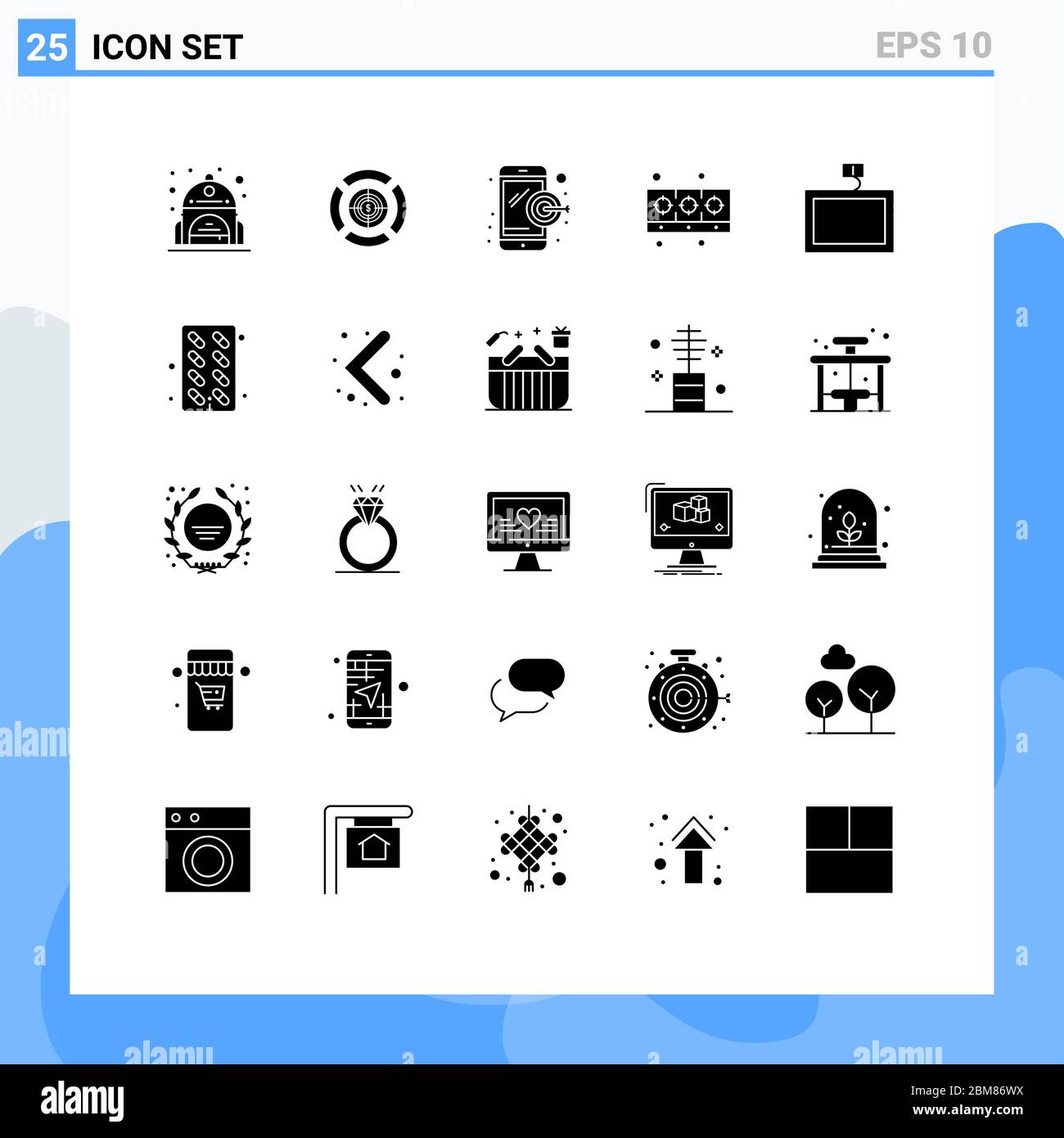 25 Creative Icons Modern Signs and Symbols of capsule, tv, digital marketing, mount, food Editable Vector Design Elements Stock Vector