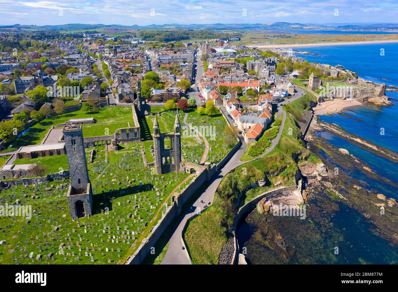 Aerial view of St Andrews Cathedral and city in St Andrews , Fife, Scotland, UK Stock Photo Alamy