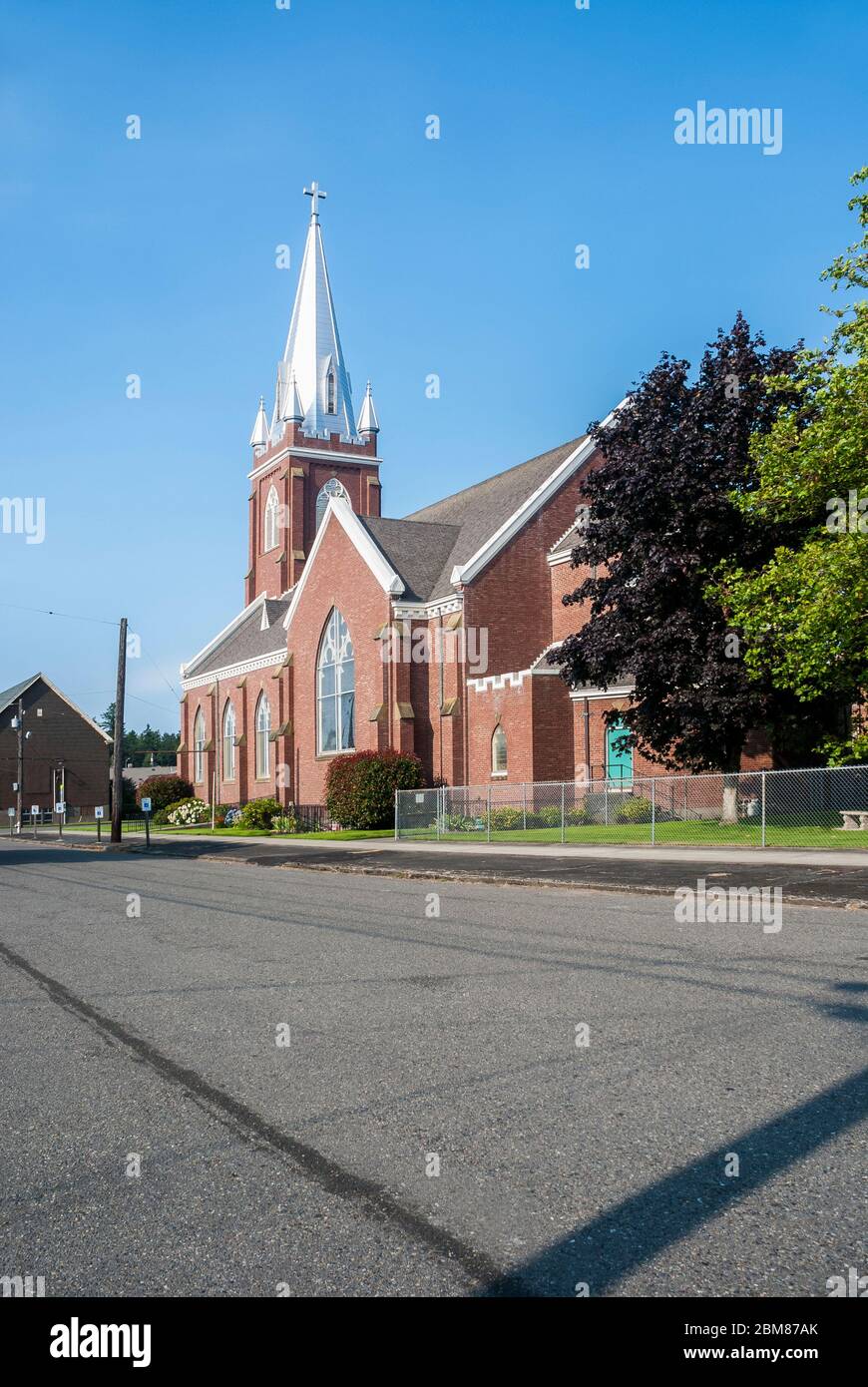 Visitation Catholic Church at 3314 S 58th Street in South Tacoma, Washington. Stock Photo