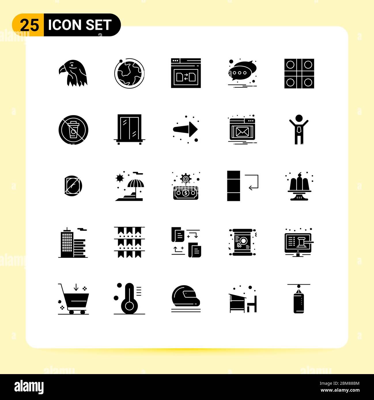 25 Thematic Vector Solid Glyphs and Editable Symbols of game, message ...