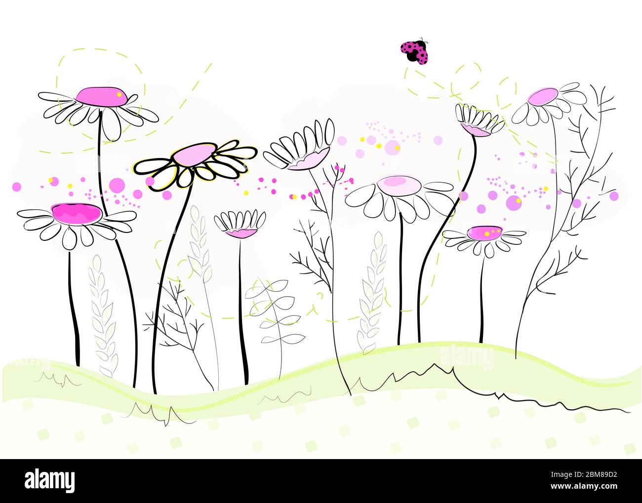 Daisy spring flowers background. Floral abstract background vector ...