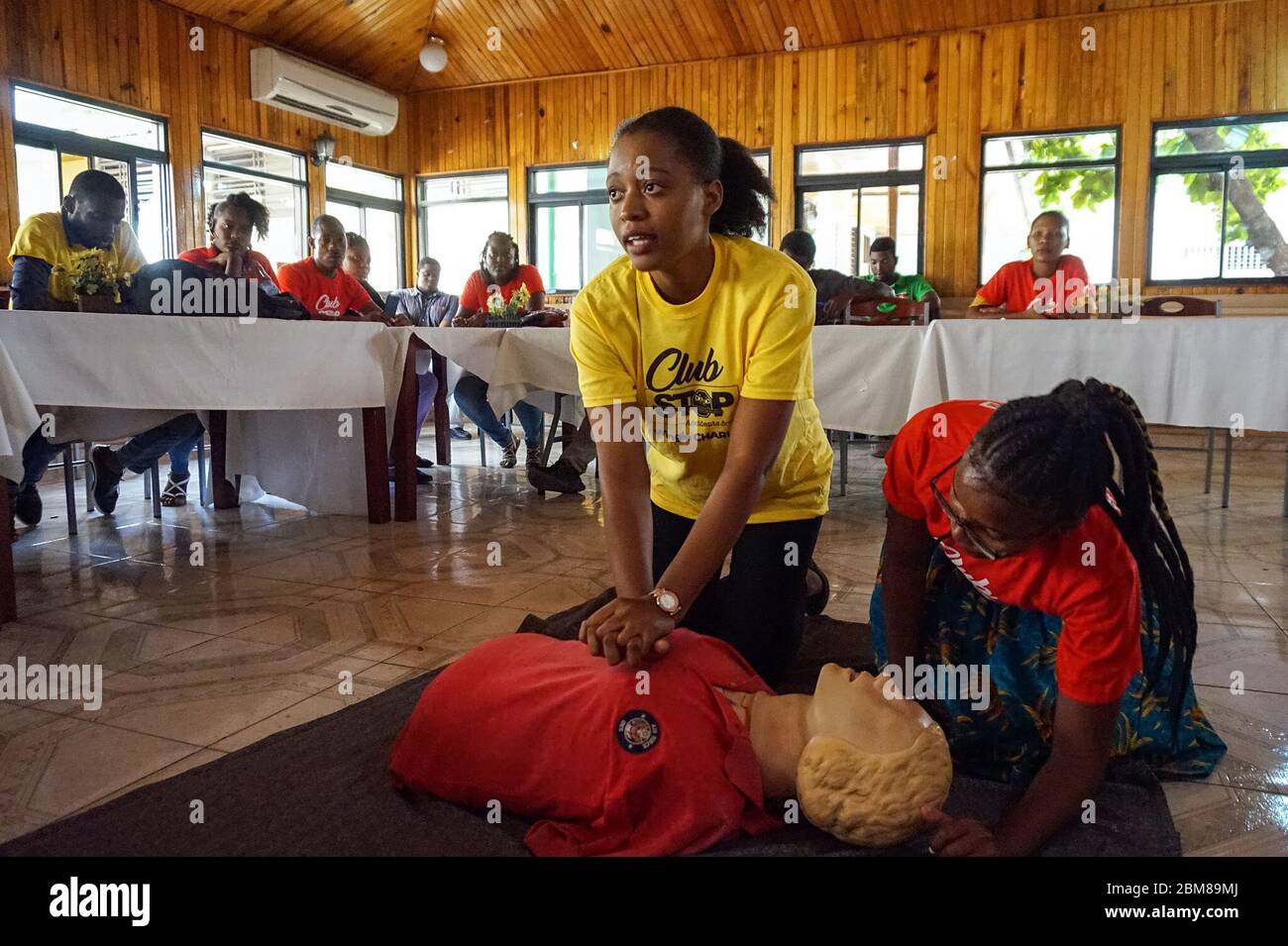 Marie Esther Jean, 21, says she chose to take part in the first-aid training because she’s tired of seeing young people film the aftermath of accidents. She wants to be able to help instead. (Anne Myriam Bolivar, GPJ Haiti) Stock Photo