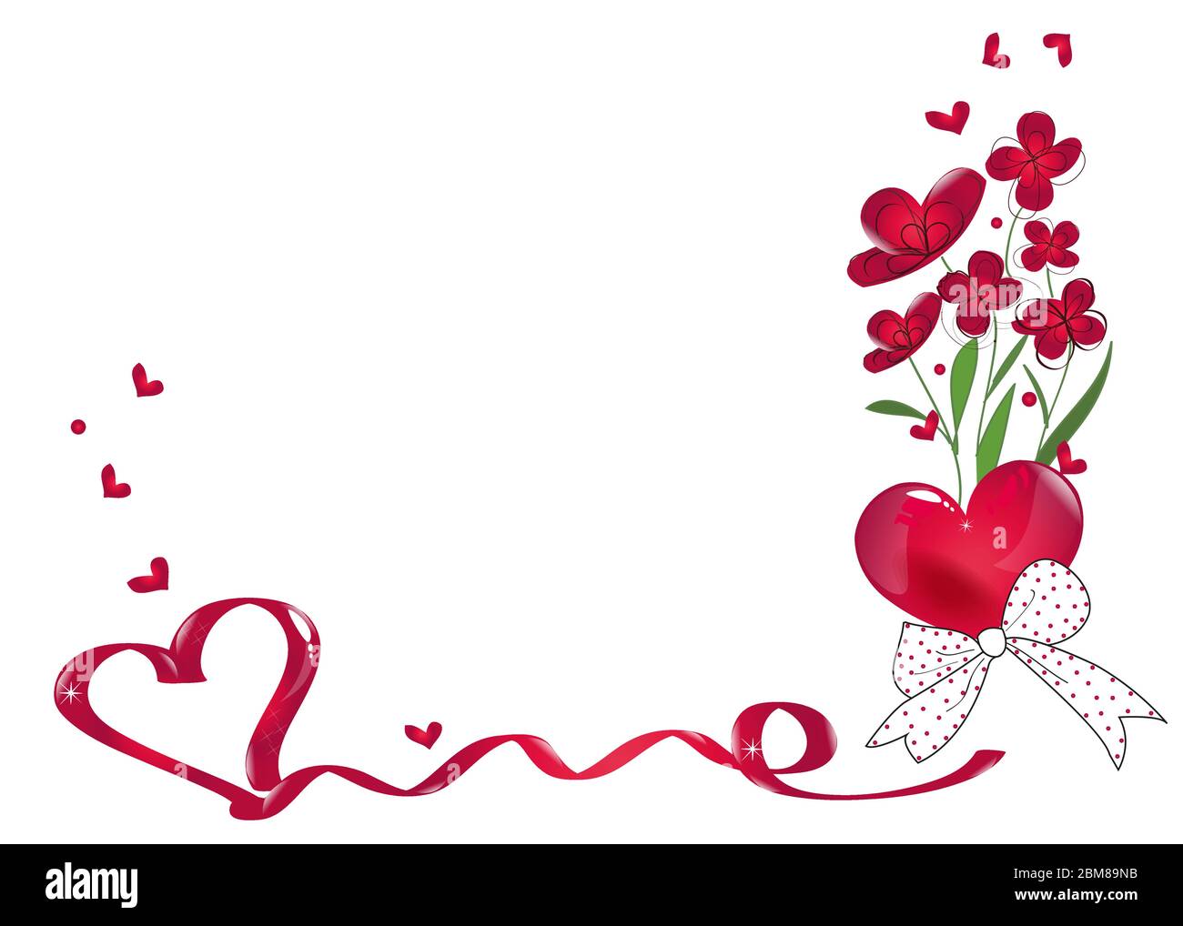 Valentine Day's background with abstract red flowers and hearts vector ...