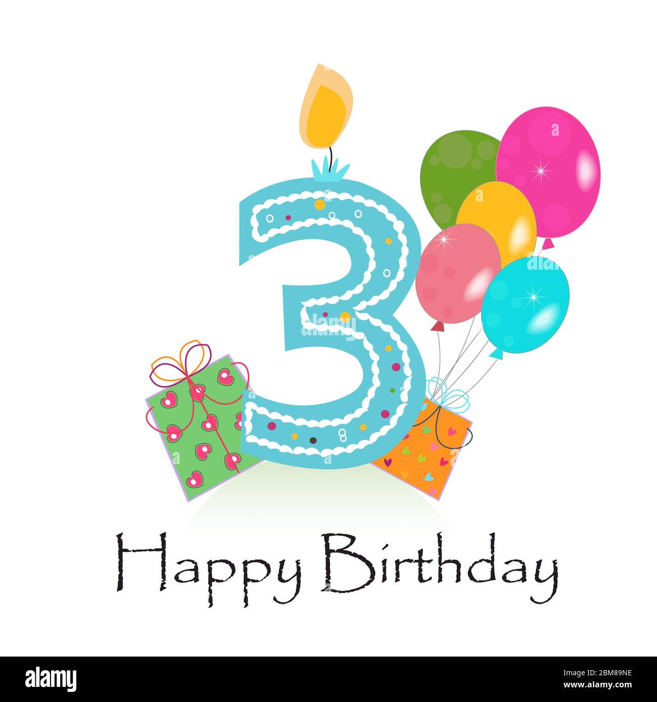 Happy third birthday card vector Stock Vector Image & Art - Alamy