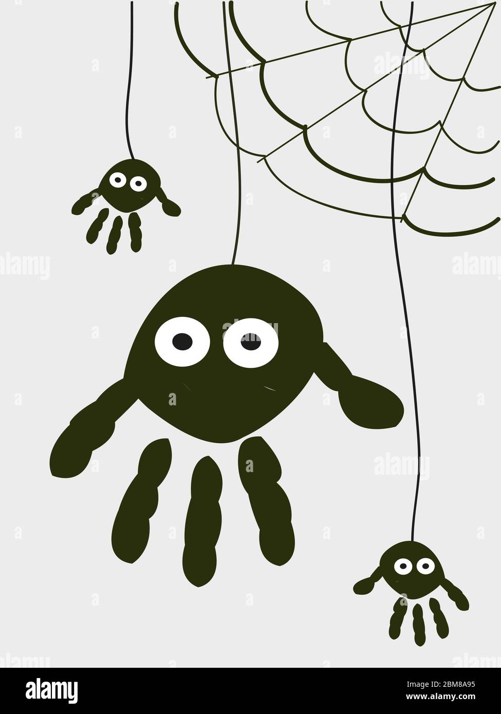 Spider with hand prints halloween background Stock Vector Image &amp; Art ...