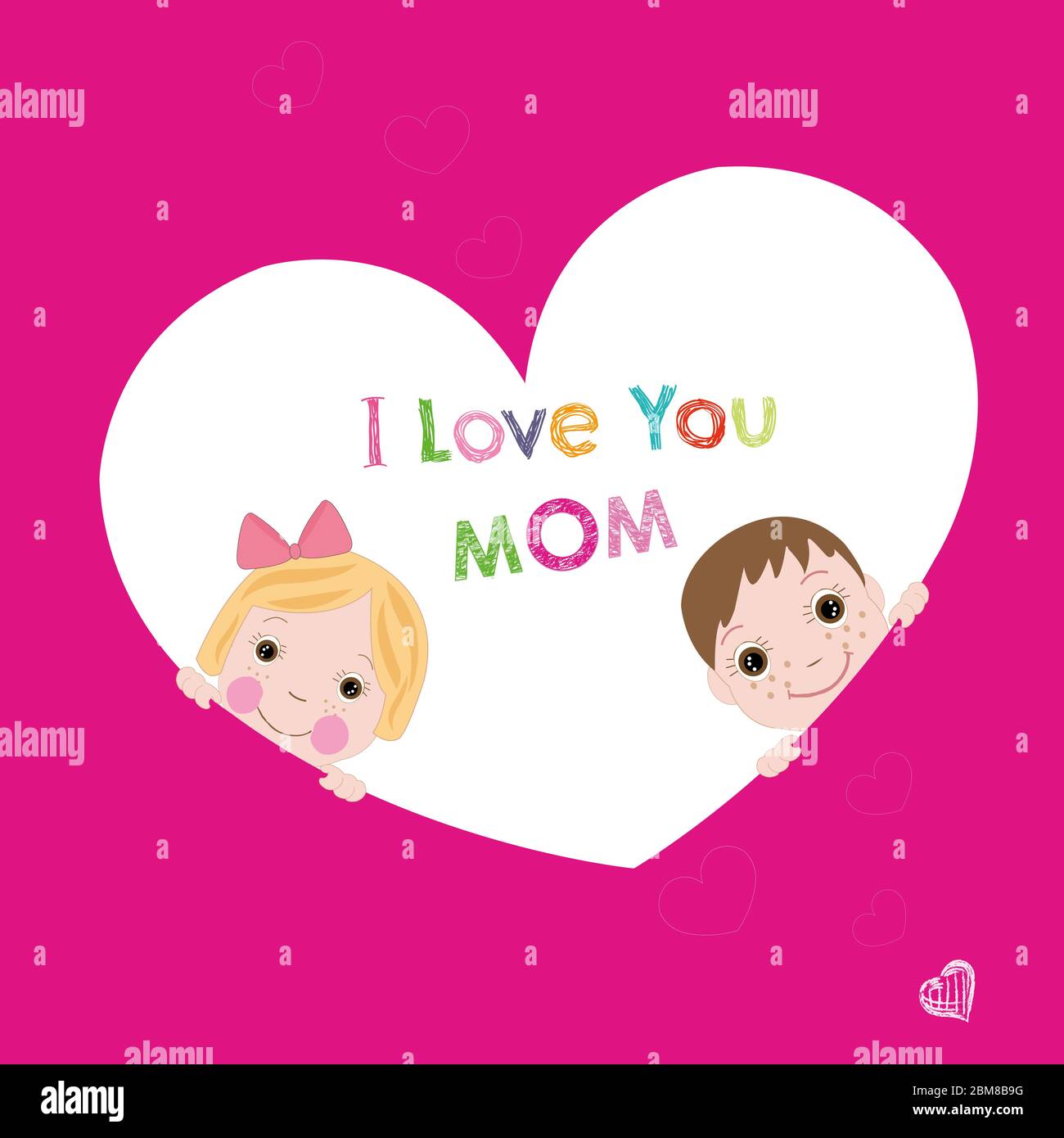 i love you mom with children mother's day greeting card vector Stock Vector  Image & Art - Alamy